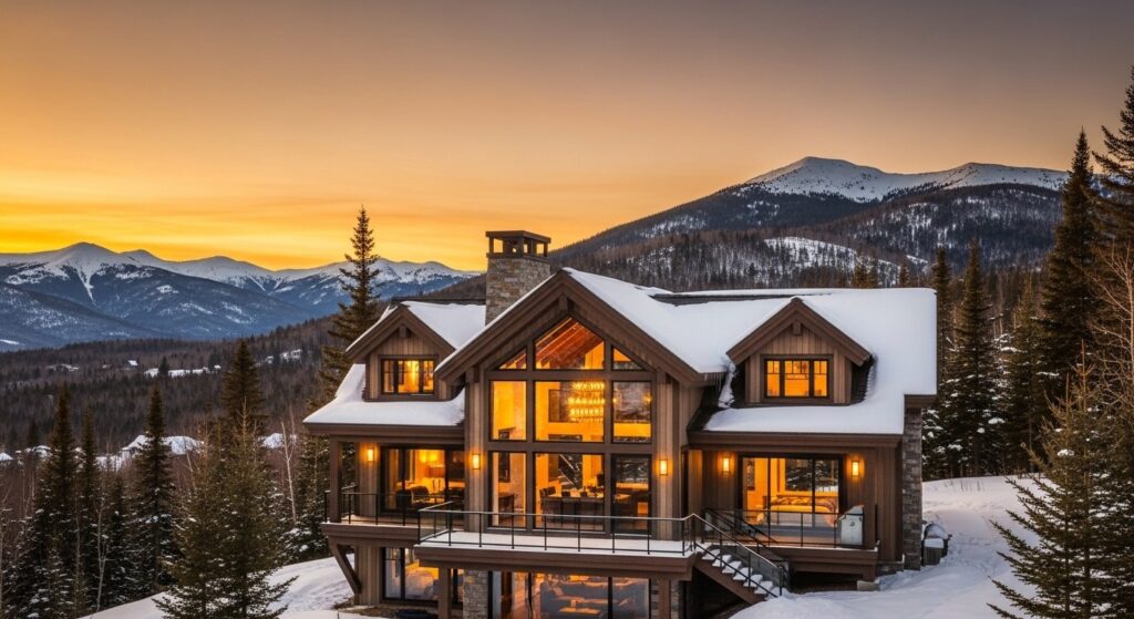 Luxury chalet in Mont-Tremblant at sunset representing hands-off short term rental management in the Laurentides